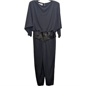 Claire Pearone Vintage Black Sequin Jumpsuit, Size 8 ✨